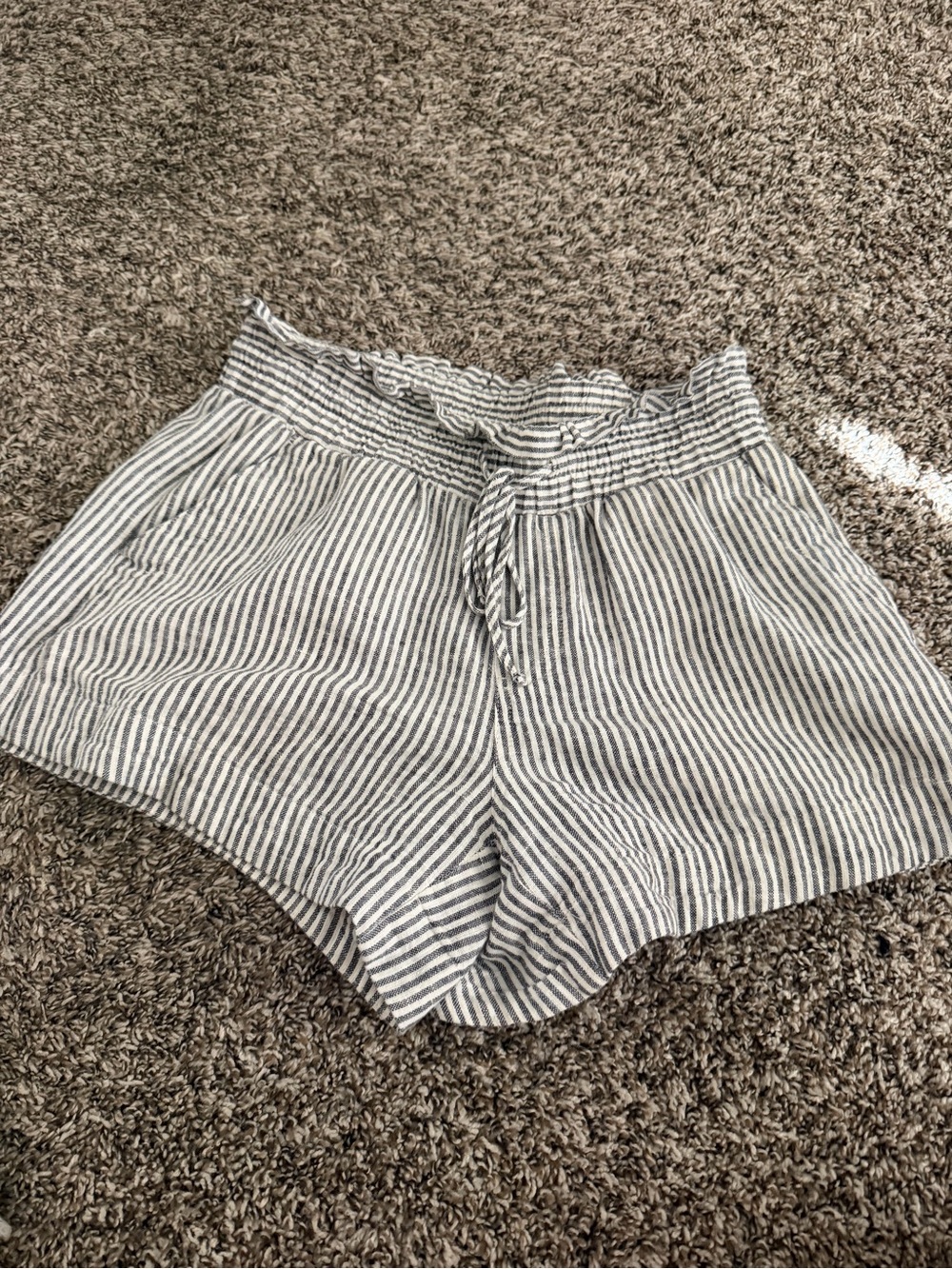 A new day Blue & White High-Waist Striped Tie-Front Shorts